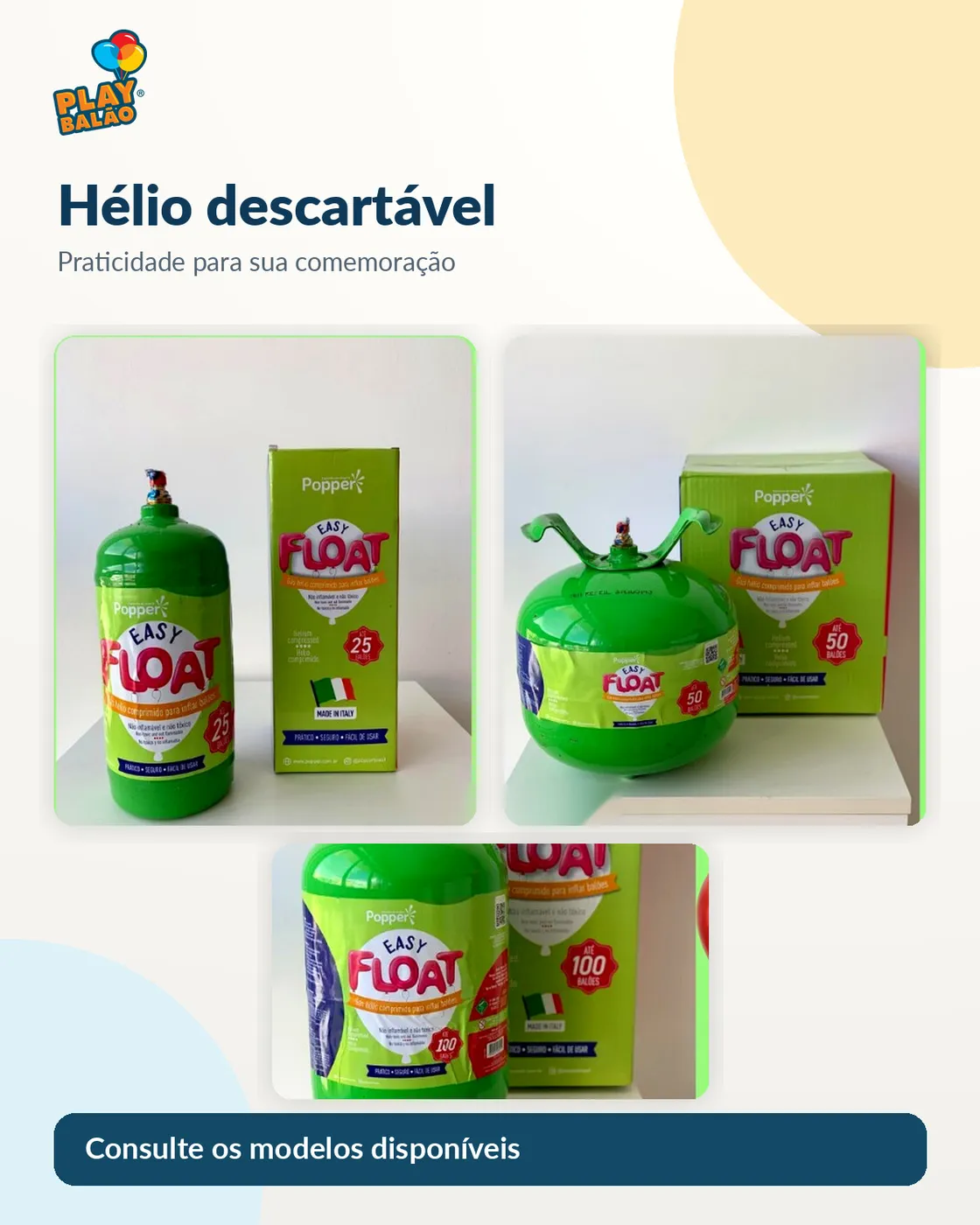 Cilindros descartáveis de hélio para festas