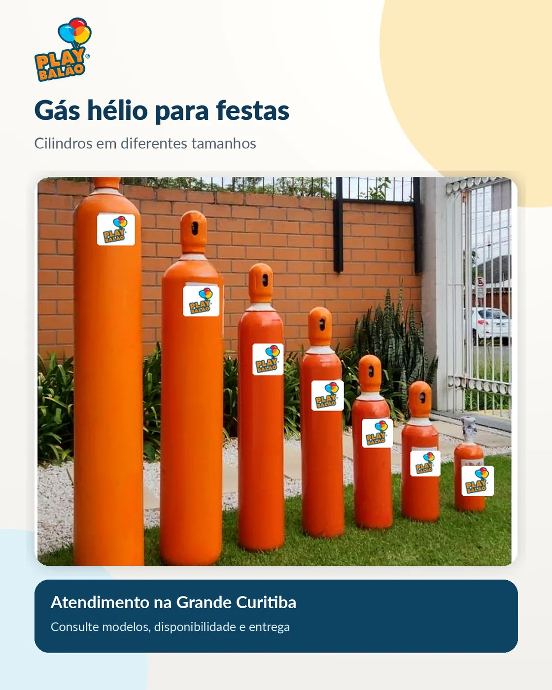 Cilindros de gás hélio Play Balão em diferentes tamanhos